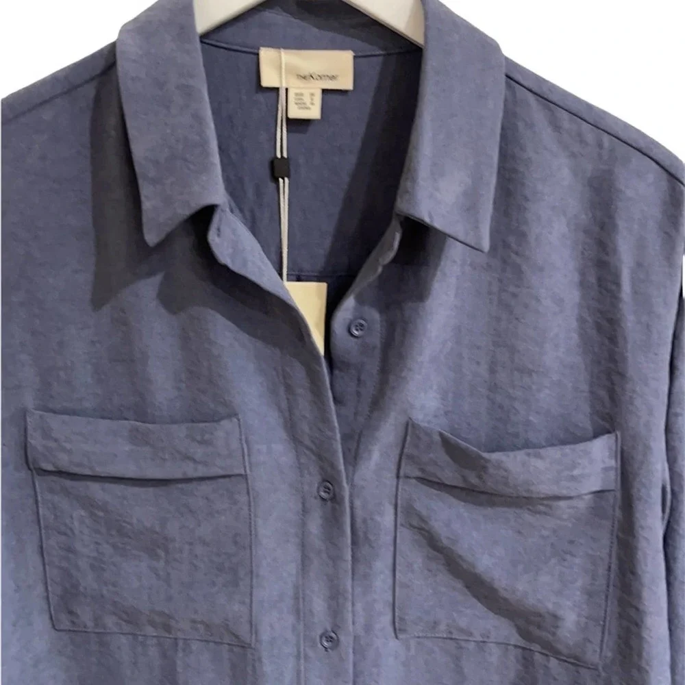 NWT Anthropologie The Korner Sueded Button Front Pocket Shirt SZ S